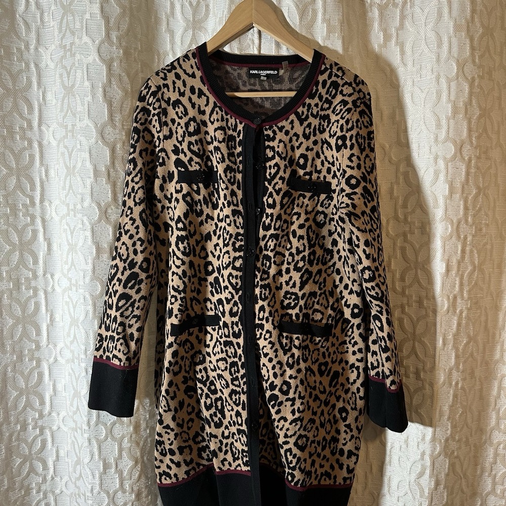 Karl Lagerfeld Paris Cheetah/Leopard Print Sweater Size Medium
